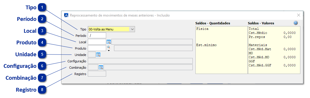 Movimento em Período Anterior