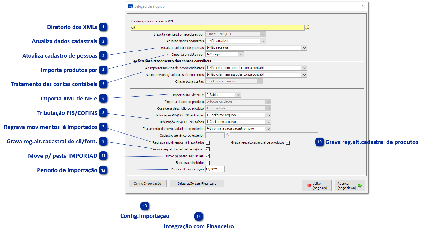Importação dos XMLs de saída em lote