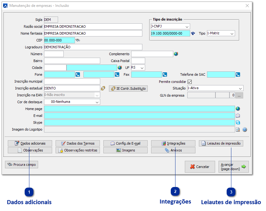 Parâmetros de Empresa