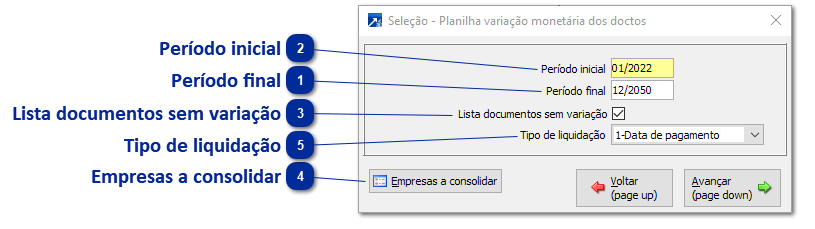 Planilha Variação Monetária dos Documentos