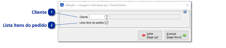 Listagem Individual por Cliente/Nota