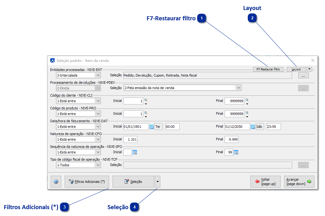 Seleção de Itens da Venda