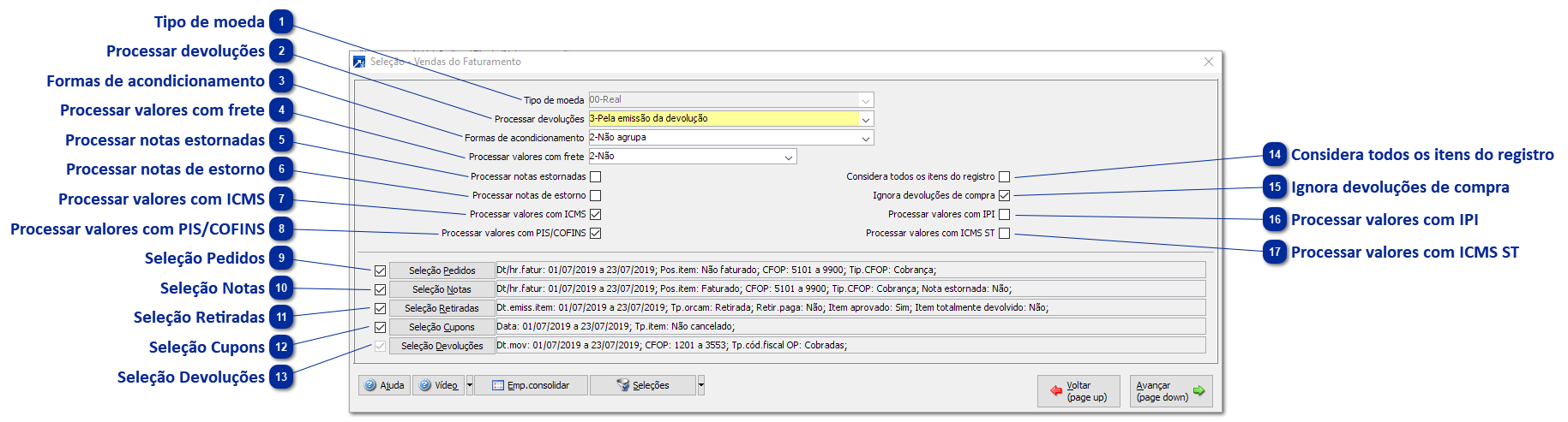 Seleção do Faturamento