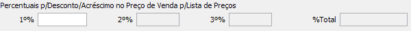 12. Percentuais
 p/Desconto/Acréscimo no 
Preço de Venda p/Lista de Preços