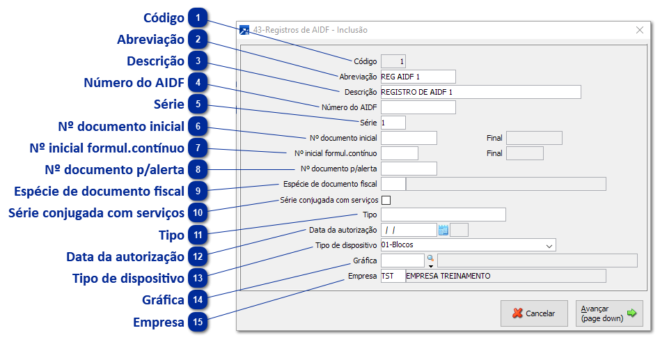 43 - Registros de AIDF