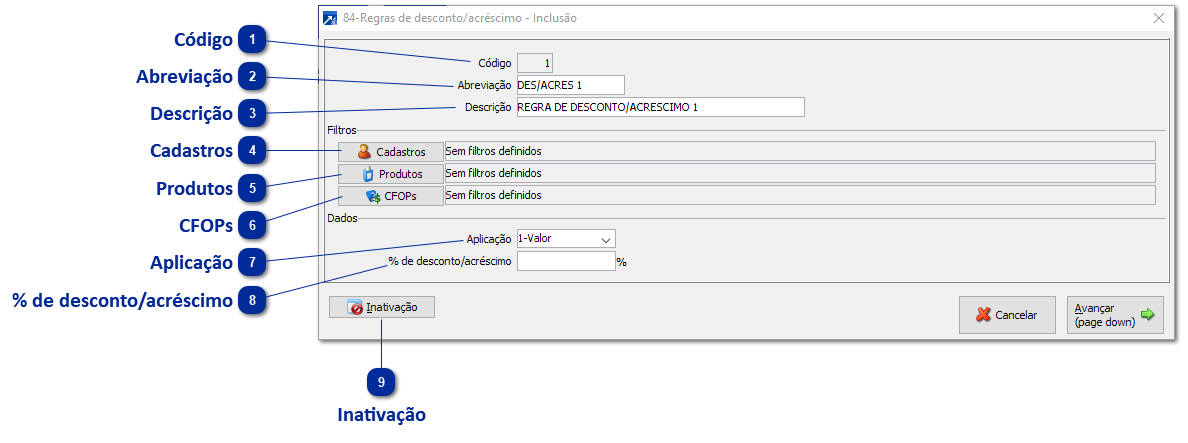 84 - Regras de Desconto/Acréscimo