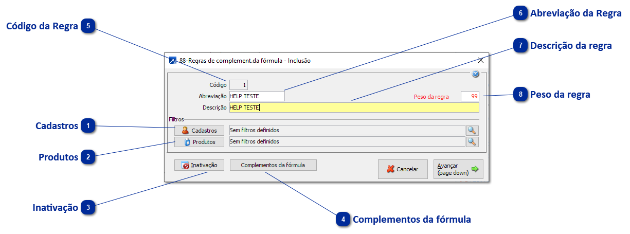 88 - Regras dos Complementos da Fórmula