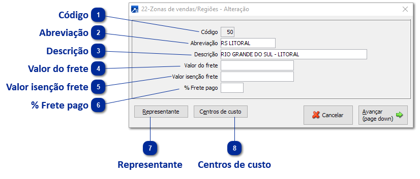 22 - Zona de Venda/Região