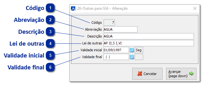 26 - Códigos de Outras - GIA