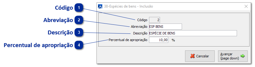 38 - Espécies dos Bens