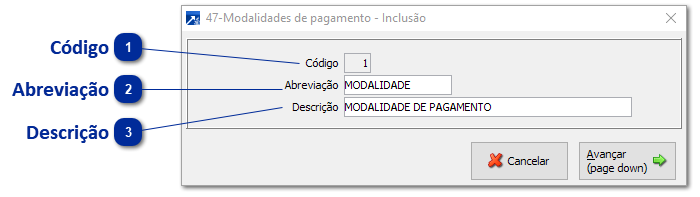 47 - Modalidades de Pagamento