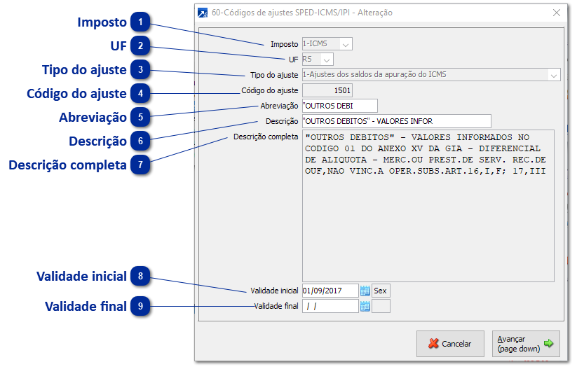 60 - Códigos de Ajustes - Apuração de ICMS