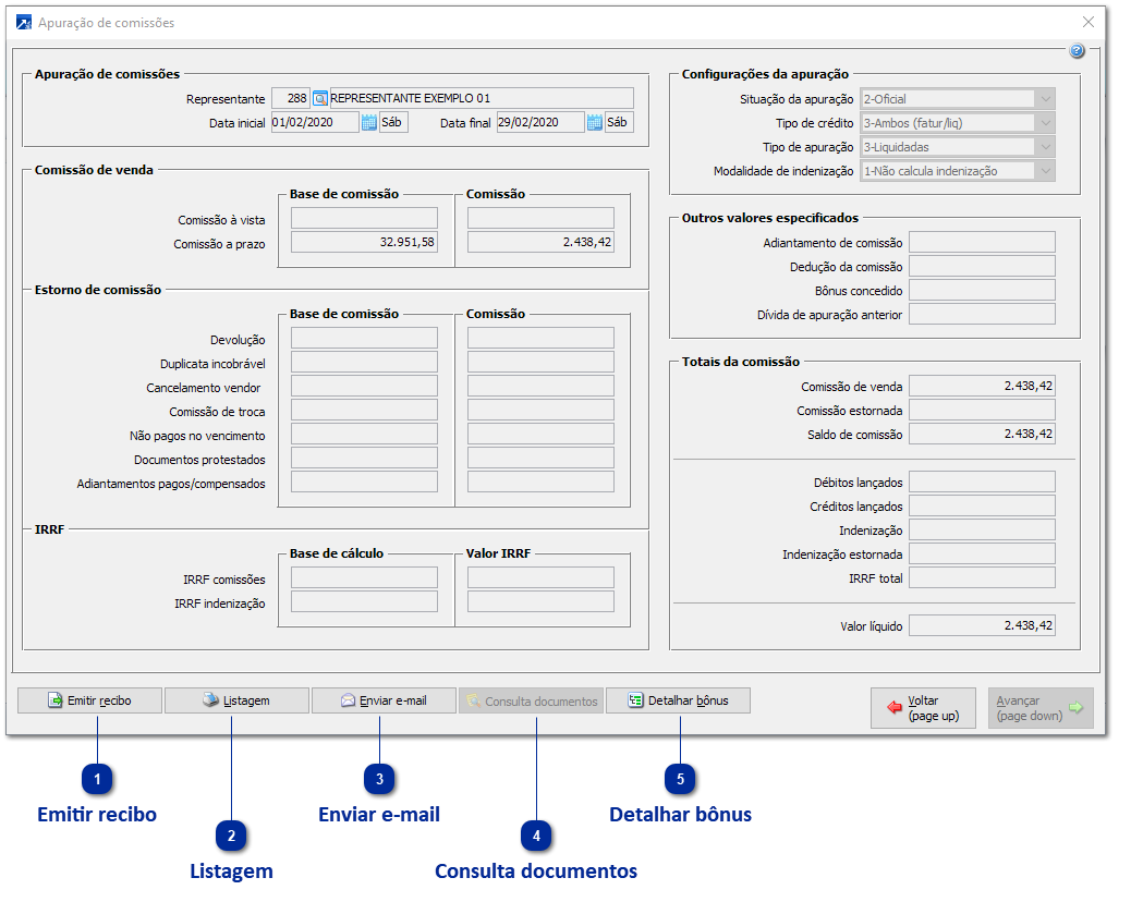 Informações da Comissão Apurada