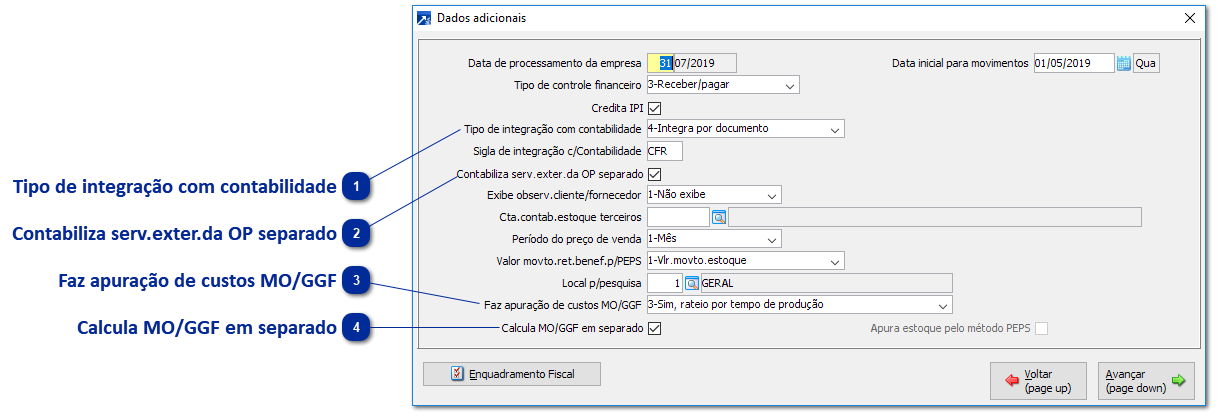 Configurações e preparação dos cadastros