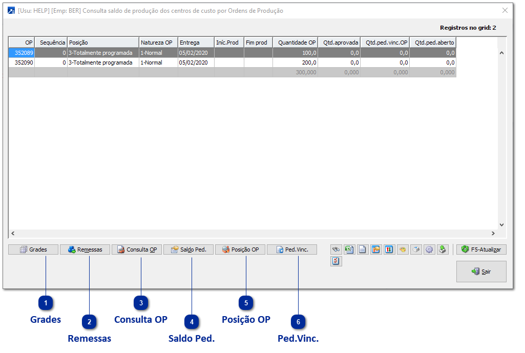 Consulta de saldos por centro de custo