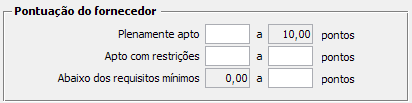 9. Pontuação do fornecedor