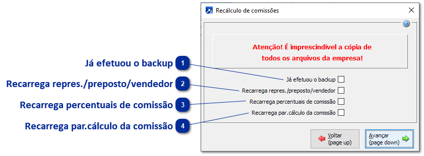 Recálculo de Comissões
