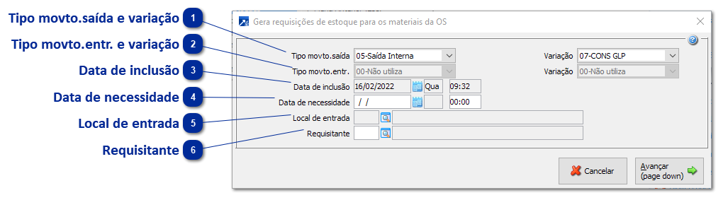Requisição de Estoque para Materiais 