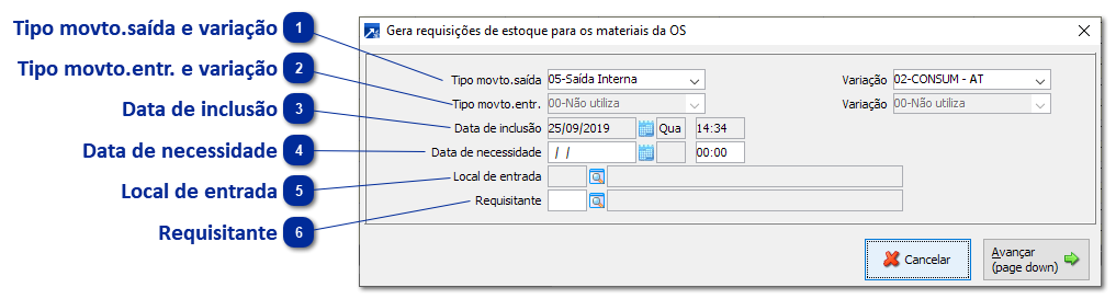 Requisição de Estoque para Materiais 