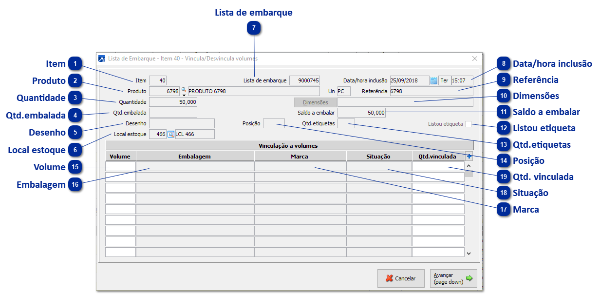 Vinculação de Itens em Volumes