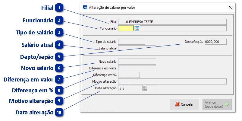 Alteração Salarial por Valor