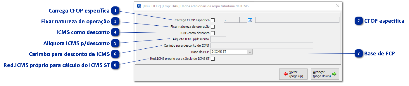 Botão <Específico>