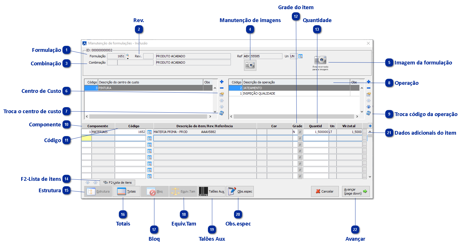 Cadastrando Formulações