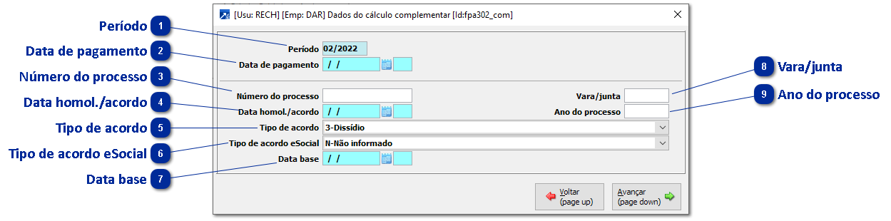 Cálculo Folha complementar