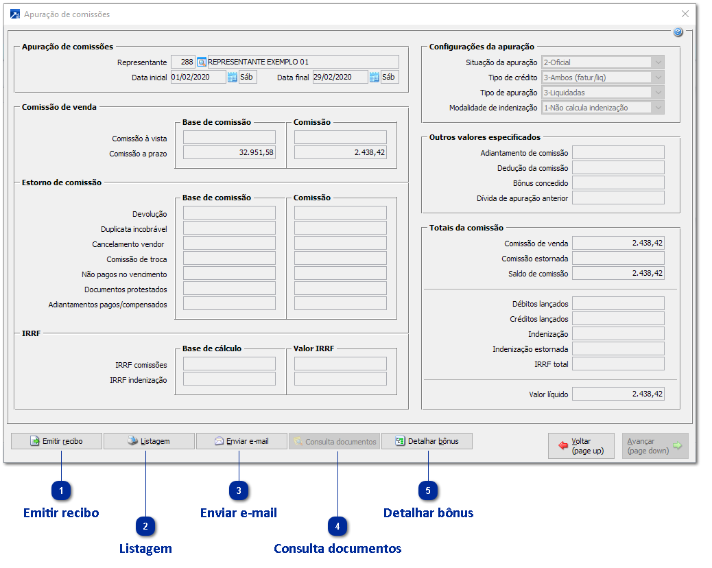 Informações da Comissão Apurada