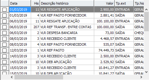 10. Extrato bancário (Não conciliados)
