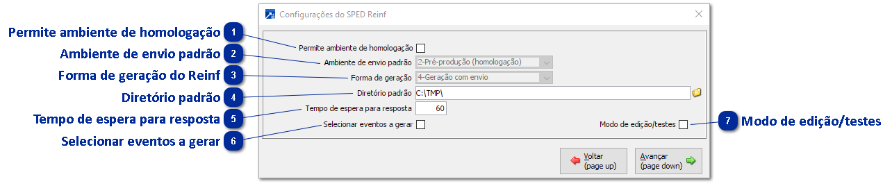 Configurações (Janela de geração)