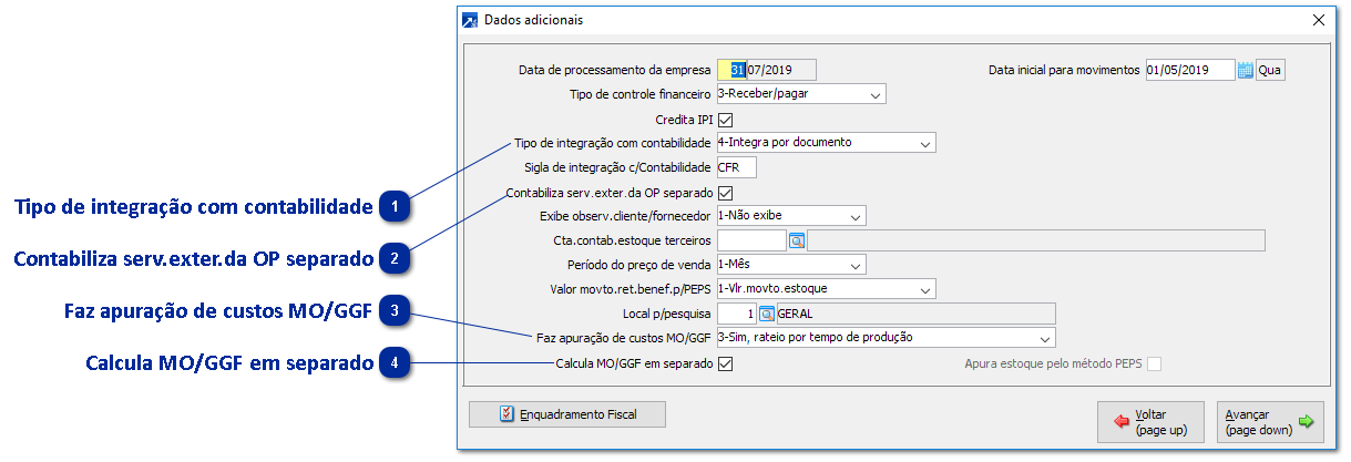 Configurações e preparação dos cadastros