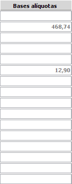 25. Bases de alíquotas