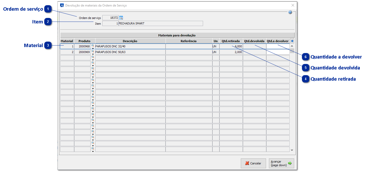 Devolução de Materiais