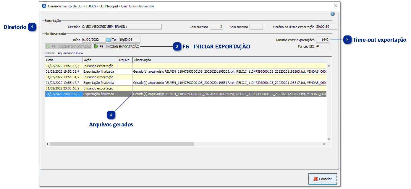 Geração dos arquivos