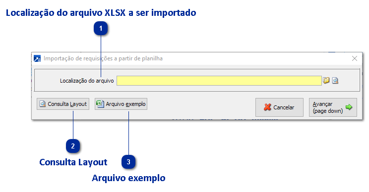 Importação de requisições