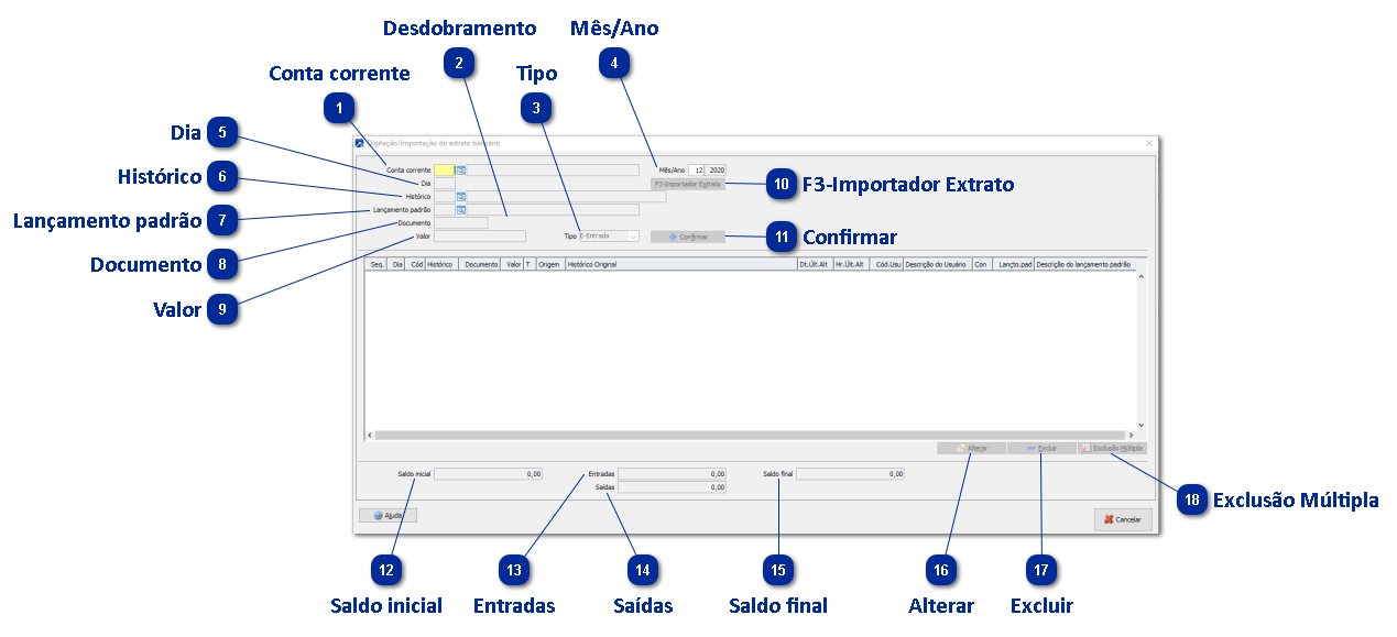 Importação do Extrato