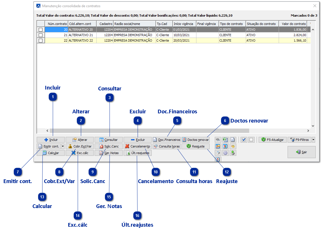 Manutenção Consolidada de Contratos