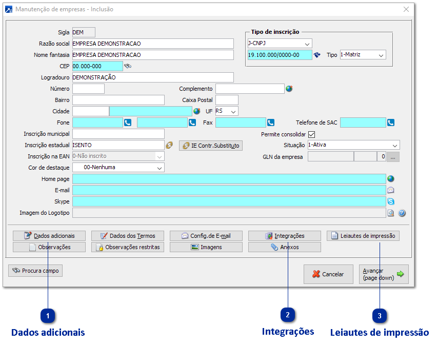 Parâmetros de Empresa