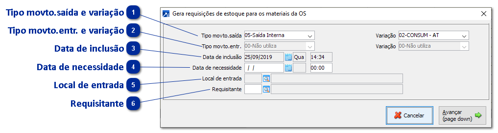 Requisição de Estoque para Materiais 