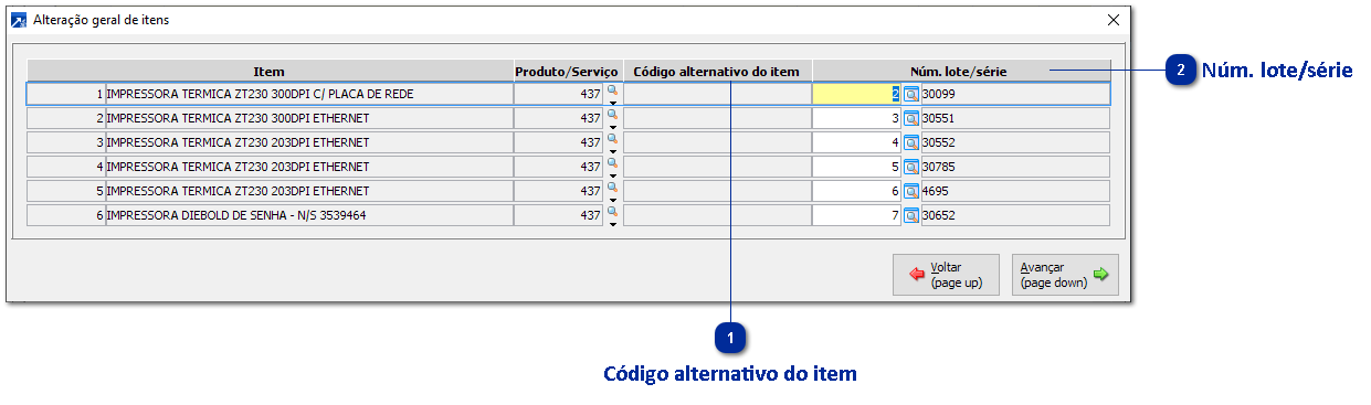 Alteração Geral de Itens