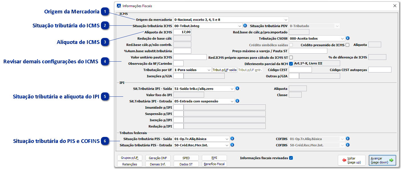 Alteração do tipo de tributação para o Estoque