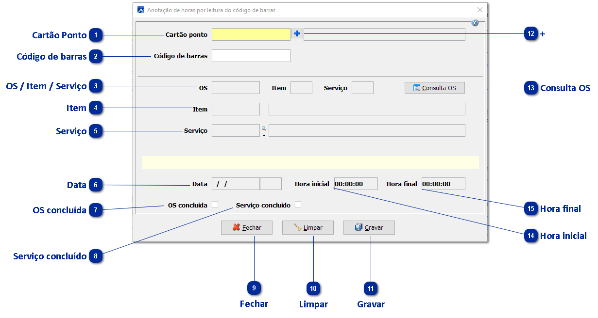 Anotação de Horas com Códido de Barra