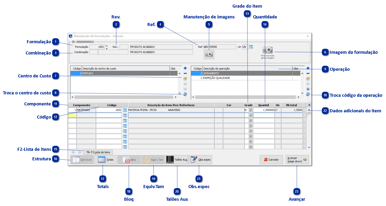 Cadastrando Formulações
