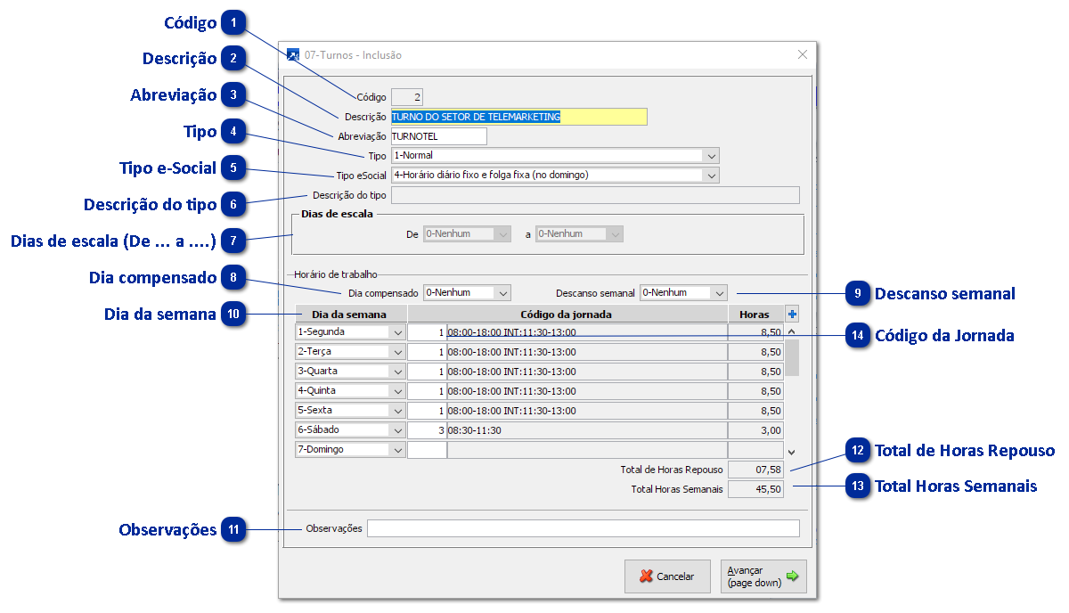 Cadastro de Turnos Para Uso em Campanhas do Telemarketing