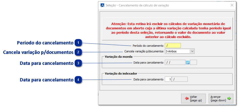 Cancelamento do Cálculo da Variação Cambial