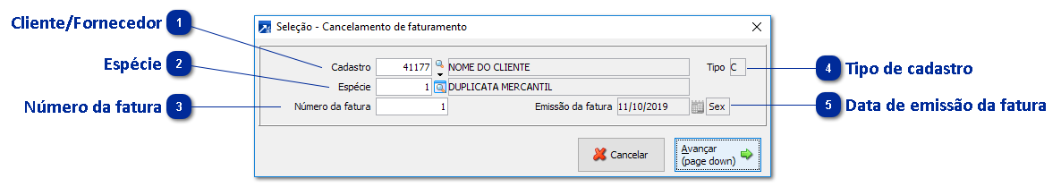 Cancelamento da Fatura