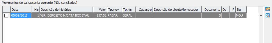 5. Movimentos caixa/conta corrente
(Não conciliados)