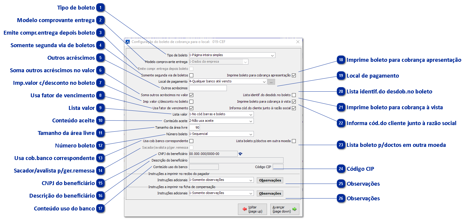 Configuração do Boleto de Cobrança