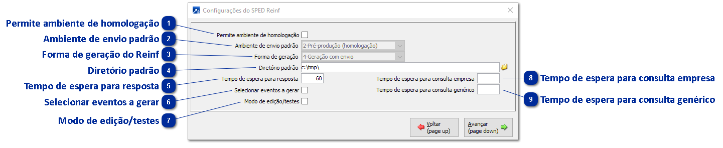Configurações (Janela de geração)